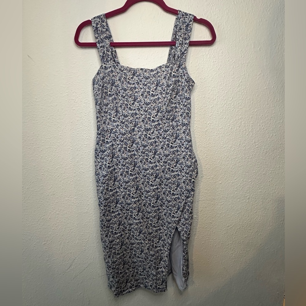 Abercrombie & Fitch Floral Blue Sleeveless Midi Dress